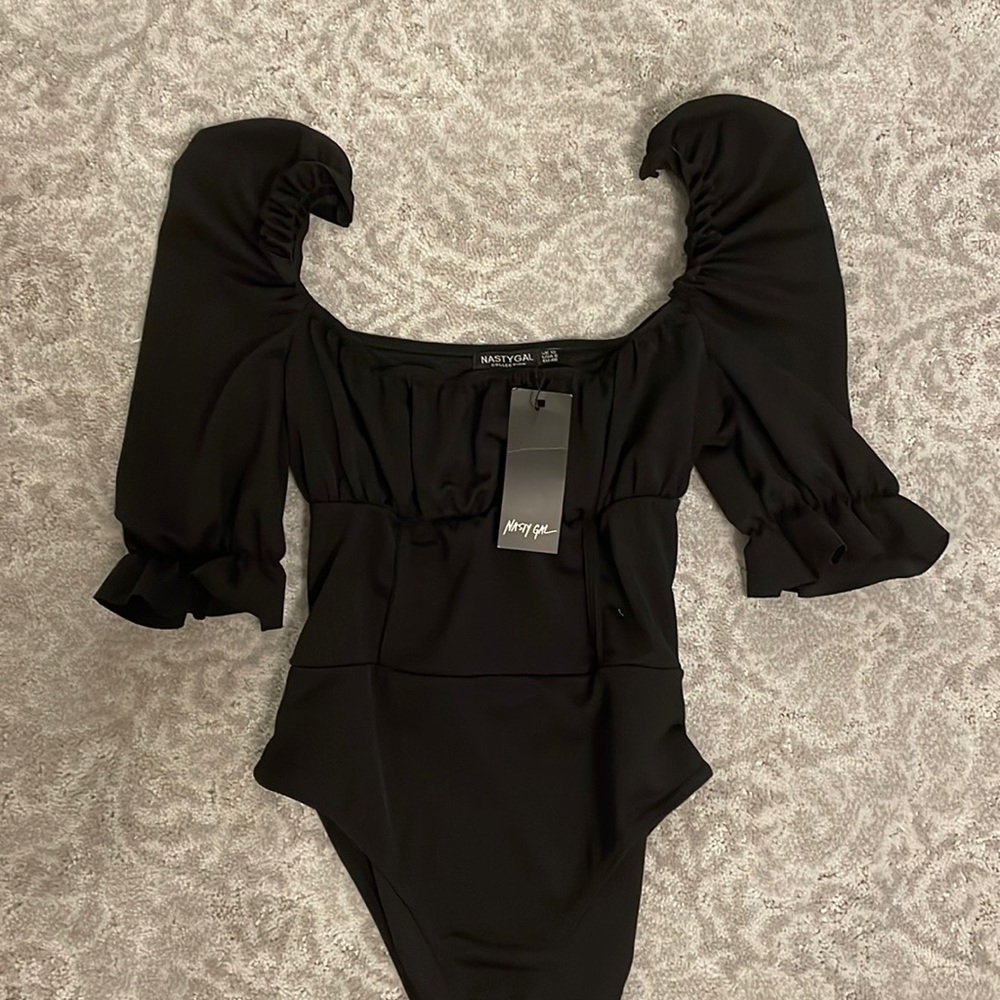 Nasty gal black ruffle body suit new with tags